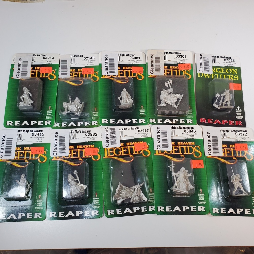 10 Reaper Miniatures Metal Lot Fantasy Figures Elf Human Wizard Fighter D&D RPG